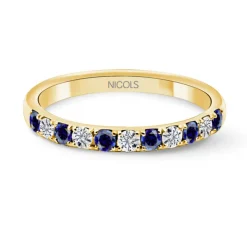Anillo Diamantes Zafiros Azalea Oro Amarillo
