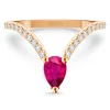 Anillo en V rubí y diamantes Vera oro rosa