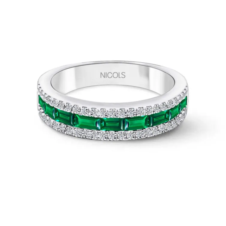 Anillo Esmeralda Alianza Baguette Amelia