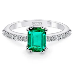 Anillo Esmeralda 0.95Ct Oro Blanco Dafne Color