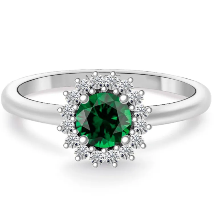 Anillo esmeralda Margarita 0.60 diamantes en orla