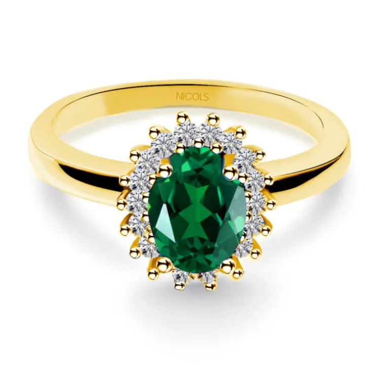 Anillo Esmeralda Oro Amarillo Dalia 1.00