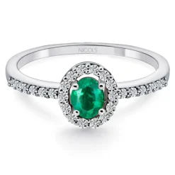 Anillo Esmeralda Sunset 0.55 Oro Blanco