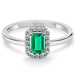 Anillo Esmeralda Sunset Rectangle 0.40Ct Oro Blanco