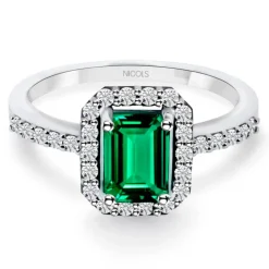 Anillo Esmeralda Sunset Rectangle 0.75Ct Oro Blanco