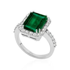 Anillo Esmeralda Sunset Rectangle 3.88Ct Oro Blanco