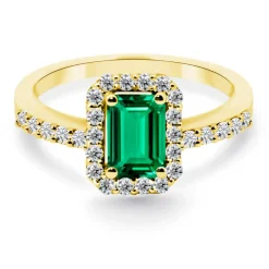 Anillo Esmeralda Sunset Rectangle 0.65Ct Oro Amarillo