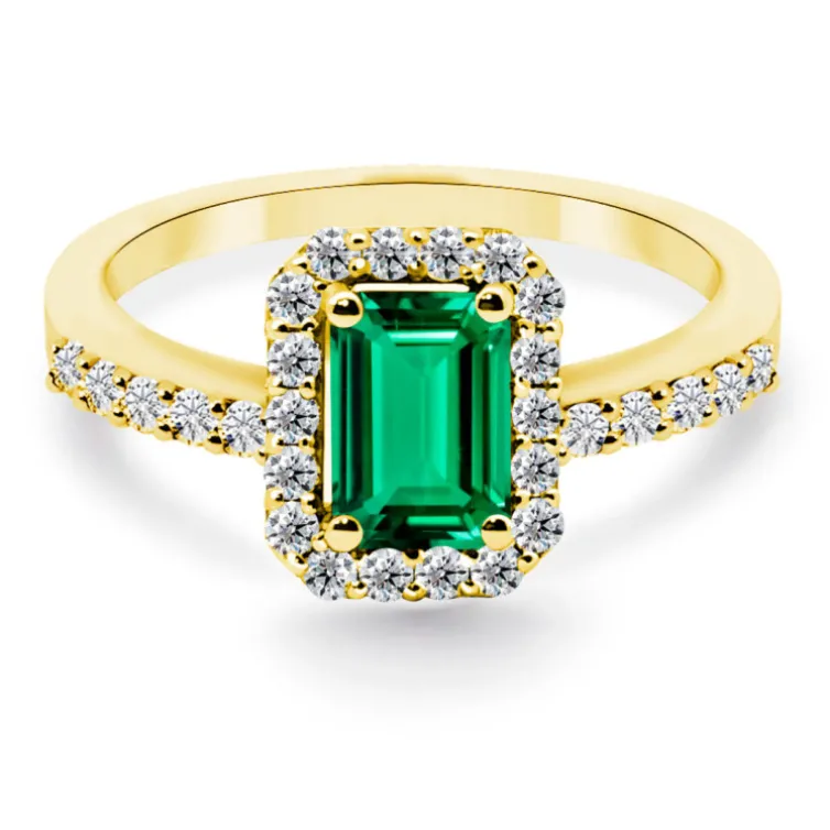 Anillo Esmeralda Sunset Rectangle 0.65Ct Oro Amarillo