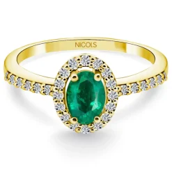 Anillo Esmeralda Verde Dalia Sunset 0.60 Oro Amarillo