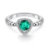 Anillo Esmeralda Verde Y Diamantes Triangle
