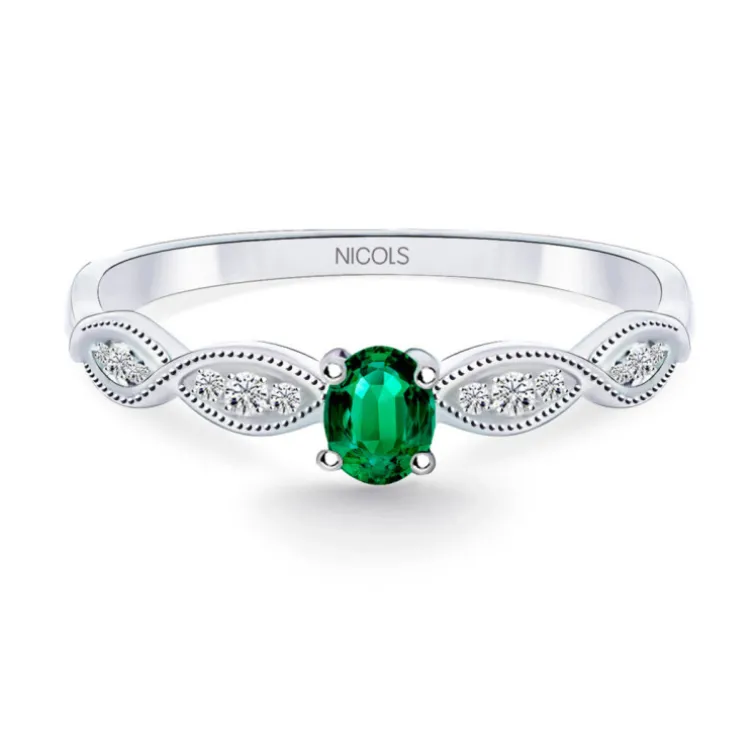 Anillo Esmeralda Wave