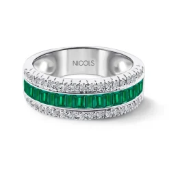 Anillo Esmeralda y Diamantes Baguette Amelia 0.30