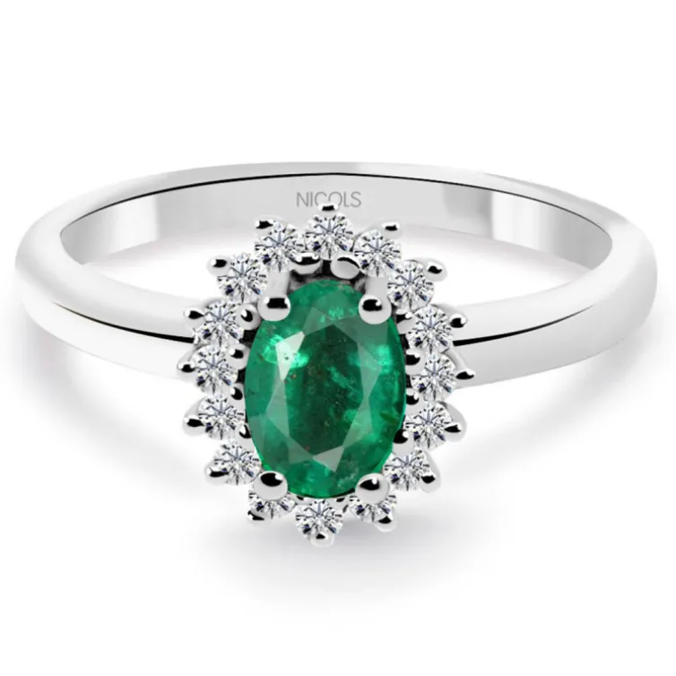 Anillo Esmeralda y Diamantes Dalia 0.50