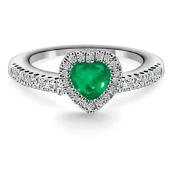 Anillo Esmeralda y Diamantes Corazon Heart Diamond Color