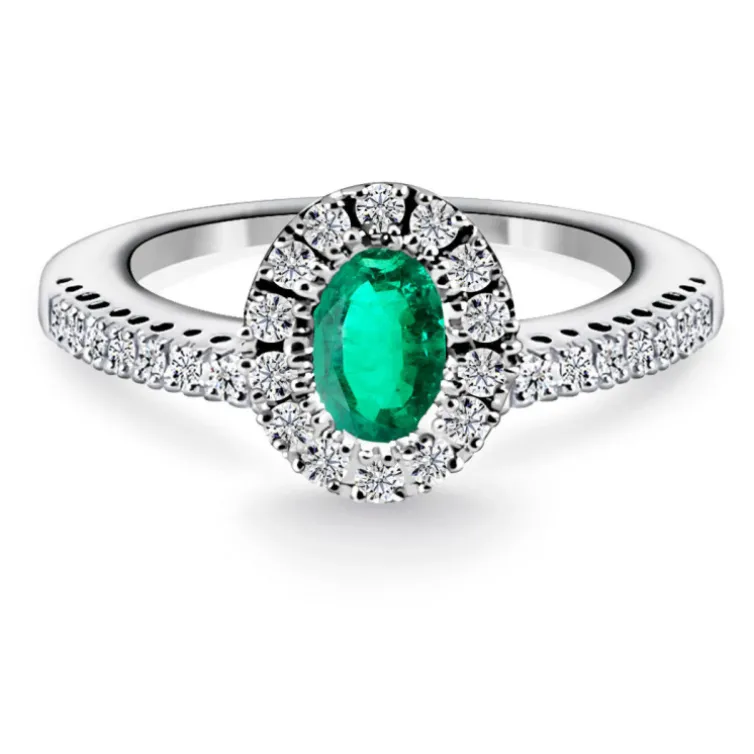 Anillo Esmeraldas y Diamantes Diamond Color Orla Oval