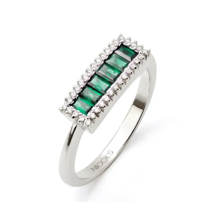 Anillo Esmeraldas y Diamantes Colour Line