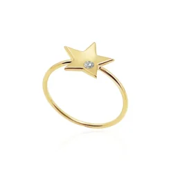 Anillo Estrella Diamante Oro Amarillo Always
