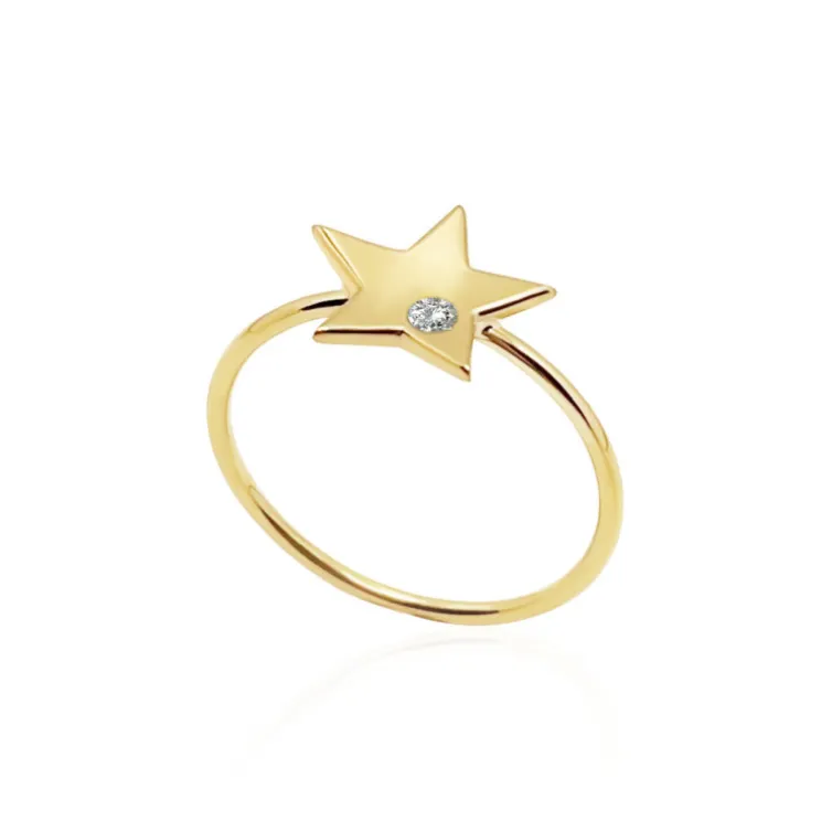 Anillo Estrella Diamante Oro Amarillo Always
