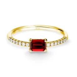 Anillo Granate Delphina Diamantes Oro Amarillo