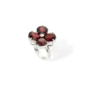 Anillo Granates Diamante Flowers