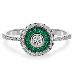 Anillo Ojo De Perdiz Granate Verde