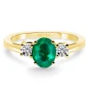 Anillo oro amarillo con esmeralda y brillantes tresillo Sunset Oval