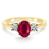 Anillo oro amarillo con rubí y diamantes tresillo Sunset Oval