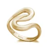 Anillo Oro Basic Gold Latigo Dos Ondas Cruzada