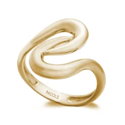 Anillo Oro Basic Gold Latigo Dos Ondas Cruzada