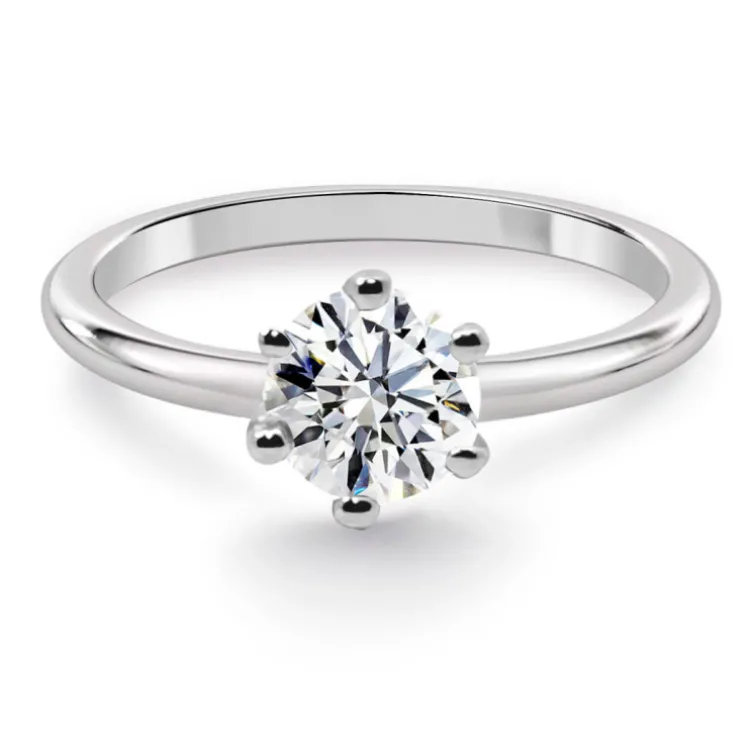 Anillo Oro blanco solitario diamante 0,10 a 0,70 Ct. Charlotte