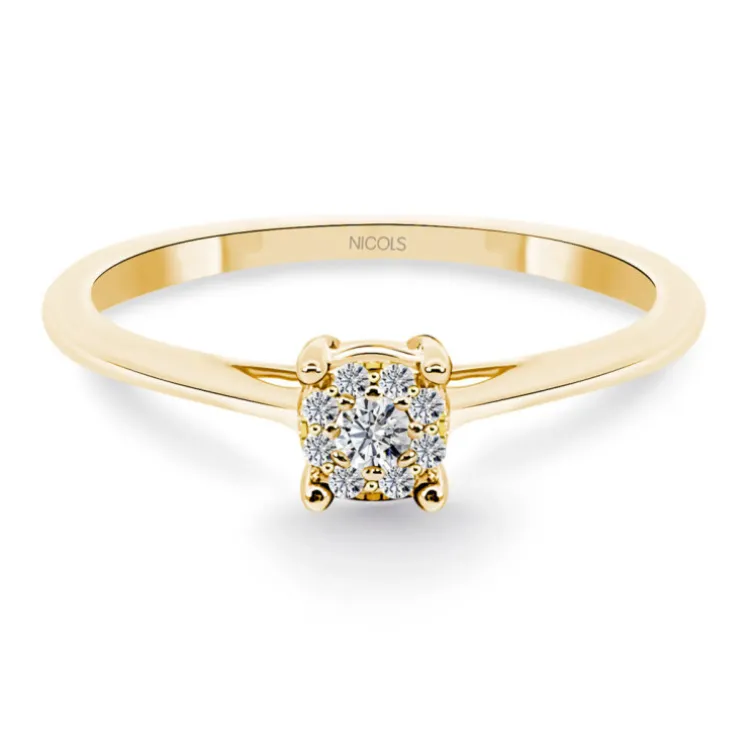 Anillo Oro Diamantes Rosetón Detail