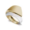 Anillo Oro Elegancia Doble Banda Plana Picos Bicolor