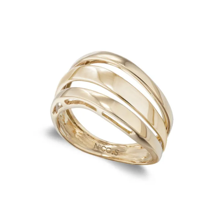 Anillo Oro Elegancia Tres Bandas Planas