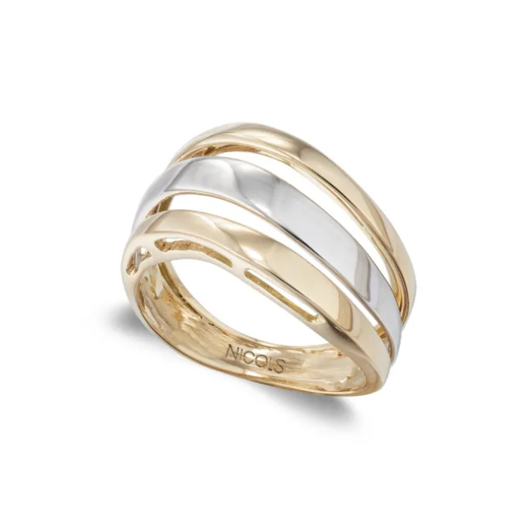 Anillo Oro Elegancia Tres Bandas Planas