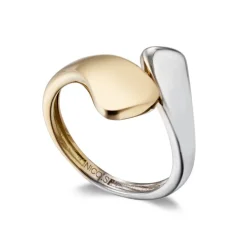 Anillo Oro Elegancia Tu y Yo Concava Bicolor