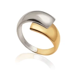 Anillo Oro Elegancia Tu y Yo Plana Bicolor