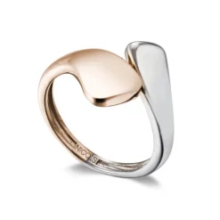 Anillo Oro Elegancia Tu y Yo Concava Bicolor