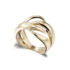 Anillo Oro Escultural Doble Banda Cruzada Oro Amarillo