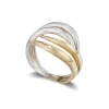 Anillo Oro Escultural Tu y Yo Doble Banda Oro Amarillo y Oro Blanco