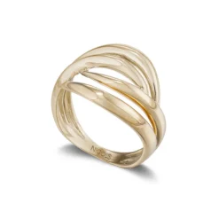Anillo Oro Escultural Tu y Yo Doble Banda Oro Amarillo