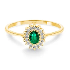 Anillo Oro Esmeralda Oval Detail