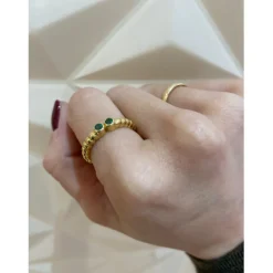 Anillo Oro Esmeraldas Doble Vintage 533