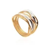 Anillo Oro Minimalista 7 Bandas Onduladas Entrelazadas