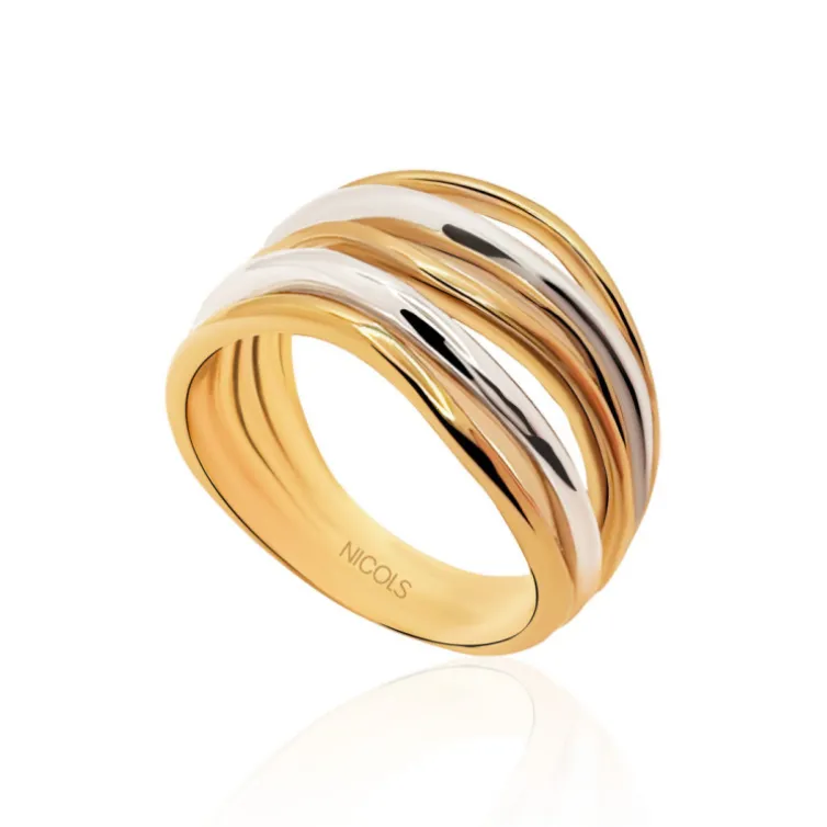 Anillo Oro Minimalista 5 Bandas onduladas