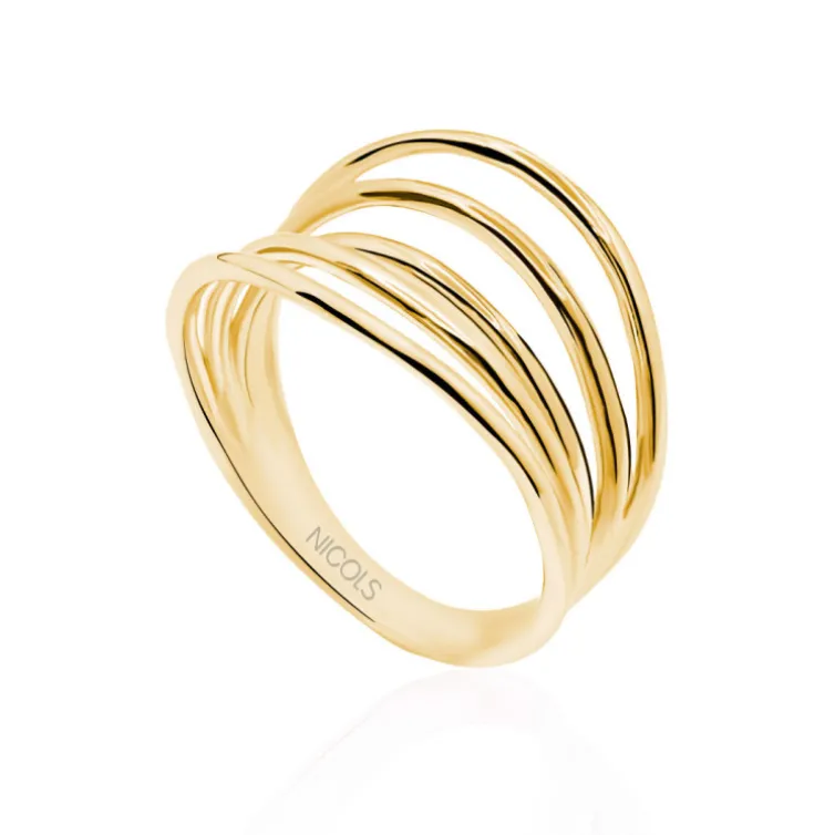 Anillo Oro Minimalista 5 Lineas onduladas
