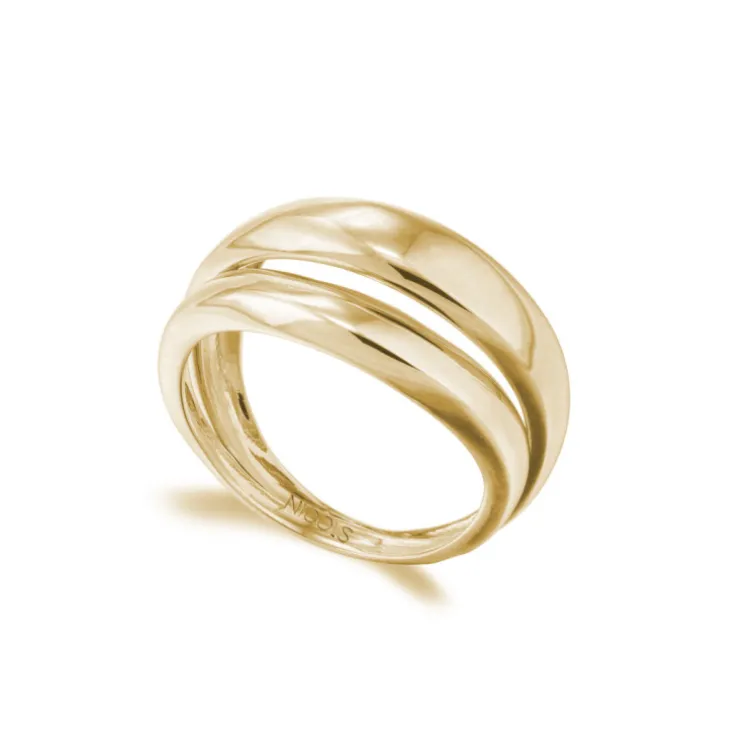 Anillo Oro Minimalista Onda Doble