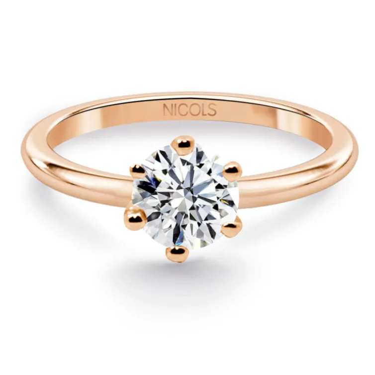 Anillo Oro rosa solitario diamante 0,10 a 0,70 Ct. Charlotte