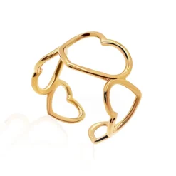 Anillo Oro Silueta 5 Corazones