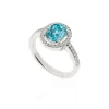 Anillo Oro Zircon Azul Sello Oval