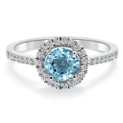 Anillo Oro Zircon Azul Sello Redondo